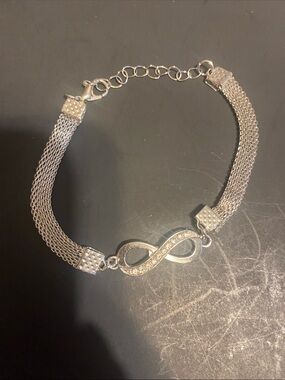 Sterling Silver Infinity Chain Bracelet with Cubic Zirconia Accents